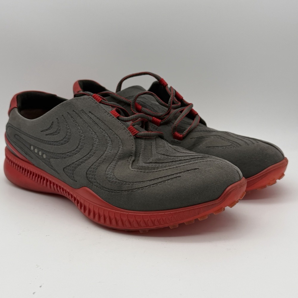ECCO BIOM Mens Golf Shoes EU 42 Gray Red Spikeless Leather Athletic 151104